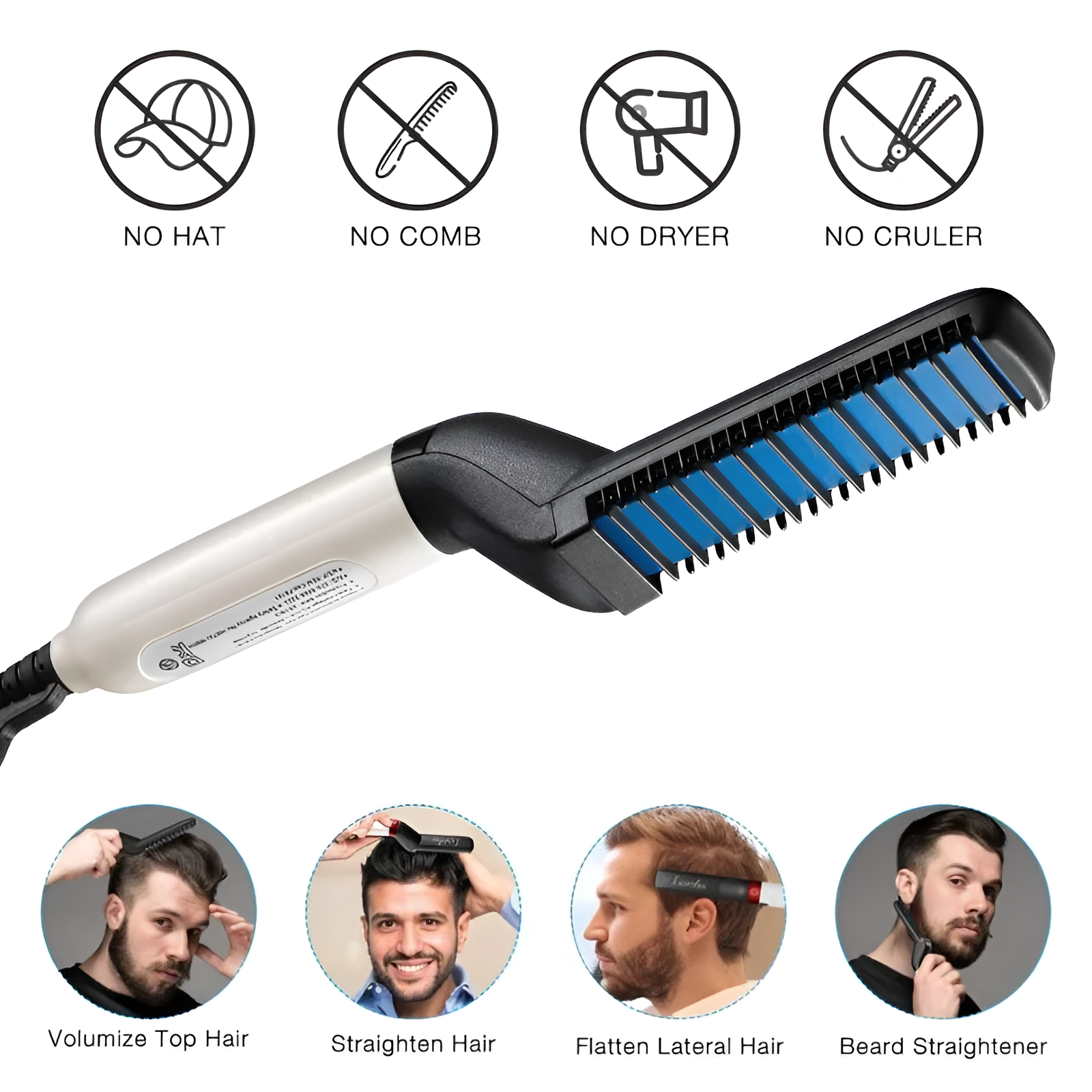 Hair & Beard Straightener Comb for Men | Quick Heating Ceramic Beard & Hair Styling Brush