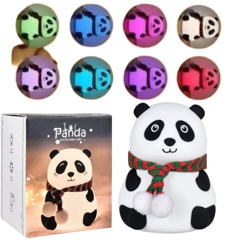 Panda LED Night Lamp YH-608 | Soft Silicone Rechargeable 7-Color Touch Night Light for Kids – BlendMartShop