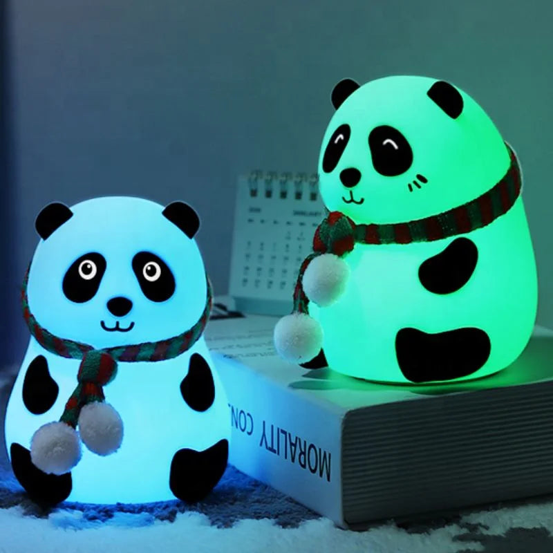 Panda LED Night Lamp YH-608 | Soft Silicone Rechargeable 7-Color Touch Night Light for Kids – BlendMartShop