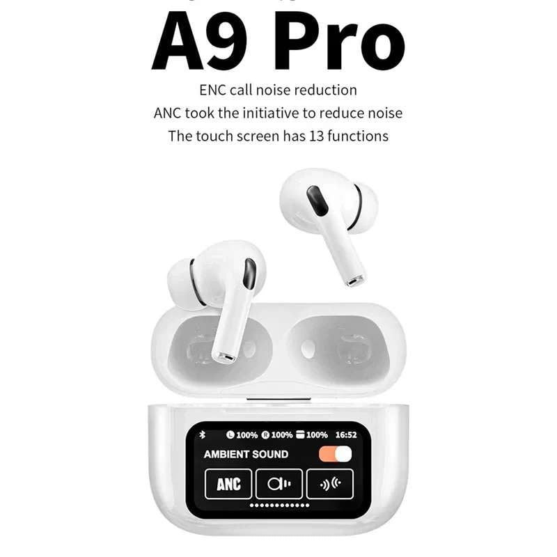 A9 Pro AirPods Style Earbuds with ANC/ENC | Premium Wireless Bluetooth Earbuds